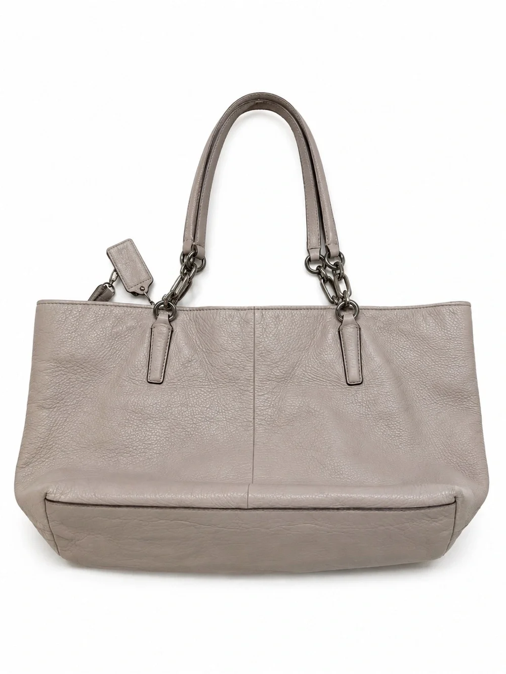 Coach Taupe Leather Tote with Chain-Link Handles